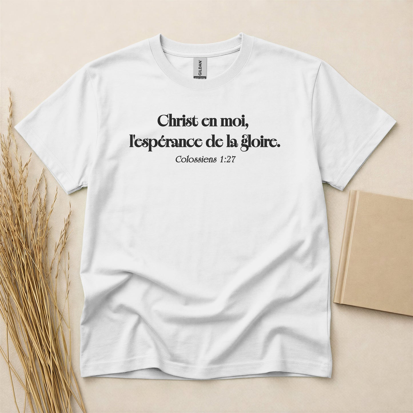Heavy Cotton™ T-Shirt | Christ en moi espérance de la gloire (Blanc)