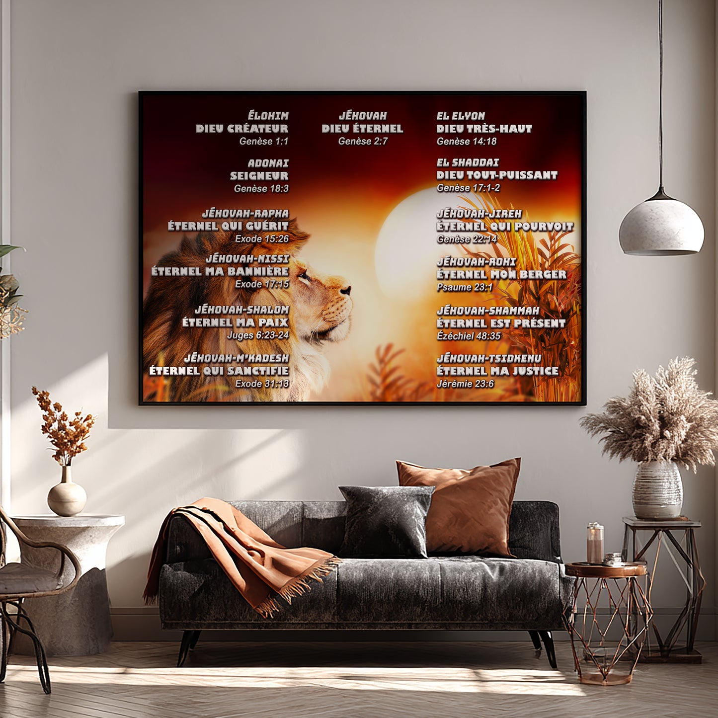 Toile - Les noms de Dieu, (lion en arrière plan)