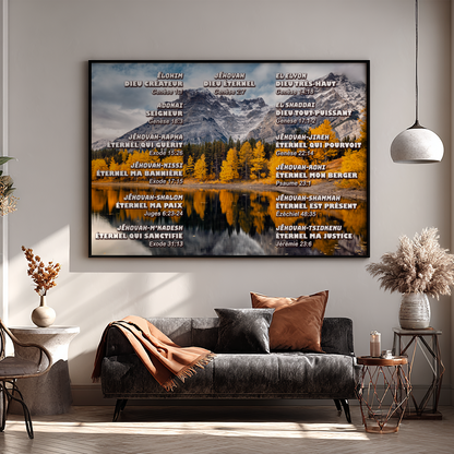 Toile - Les noms de Dieu, (montagnes en arrière plan)