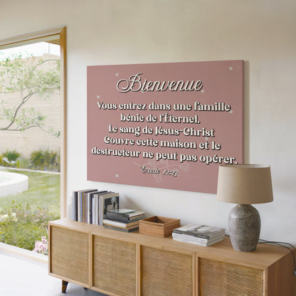 Toile - Famille bénie et protégée, exode 12:23 (rose)